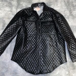 Missguided black leather quilted blazer